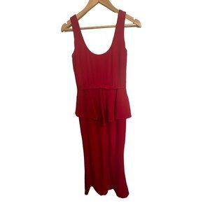 Belle Badgley Mischka red gown‎ with peplum jeweled waist Size 6